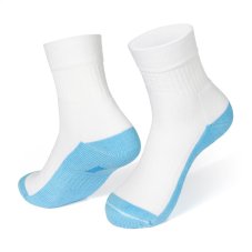 Középhosszú zoknik erősített frottír fehér-türkiz