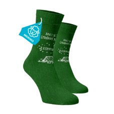 Veselé vysoké merino ponožky - kempování