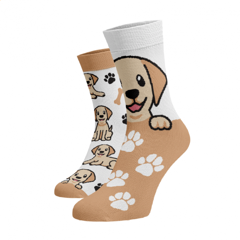 Veselé ponožky Retrívr - Barva: Bílá, Velikost: 42-44, Materiál: Bavlna