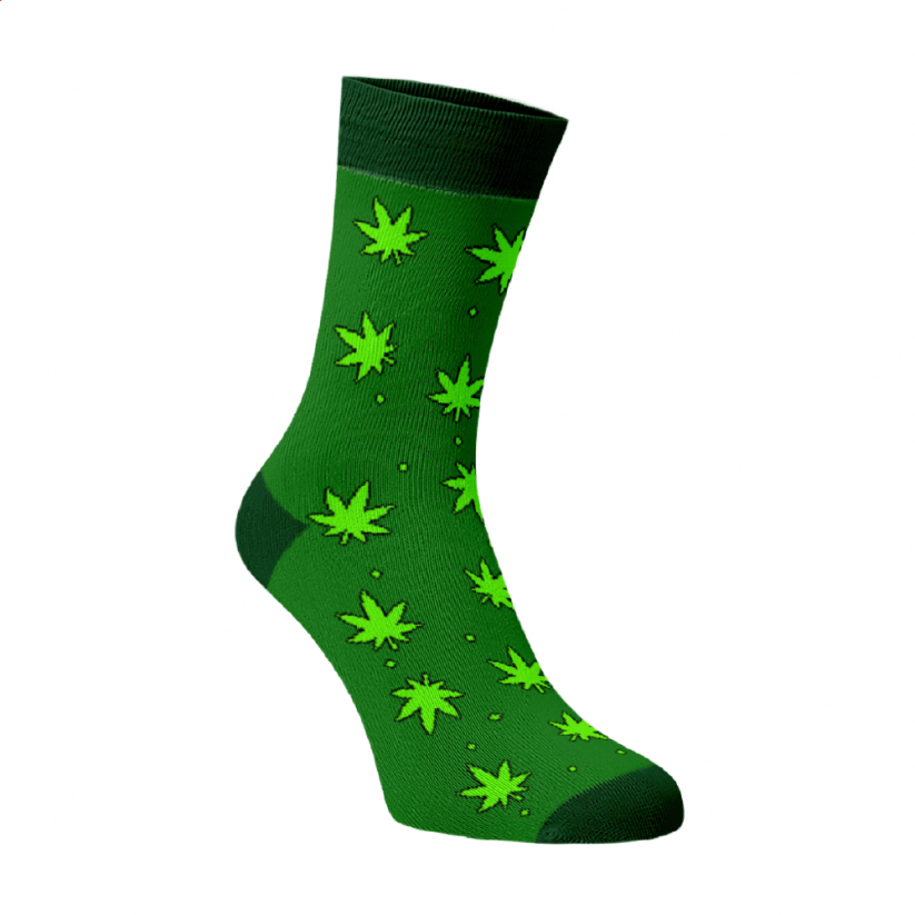 Veselé ponožky Konope - Barva: Zelená, Veľkosť: 35-38, Materiál: Bavlna