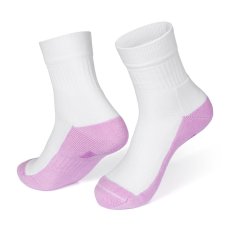 Középhosszú zoknik erősített frottír fehér-rózsaszín