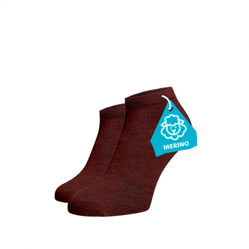 Kotníkové ponožky MERINO - vínové - Barva: Vínová, Velikost: 42-44, Materiál: Vlna (Merino)