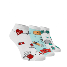 Przeceniony zestaw 3 par wesołych skarpetek do kostki - HOSPITAL MIX