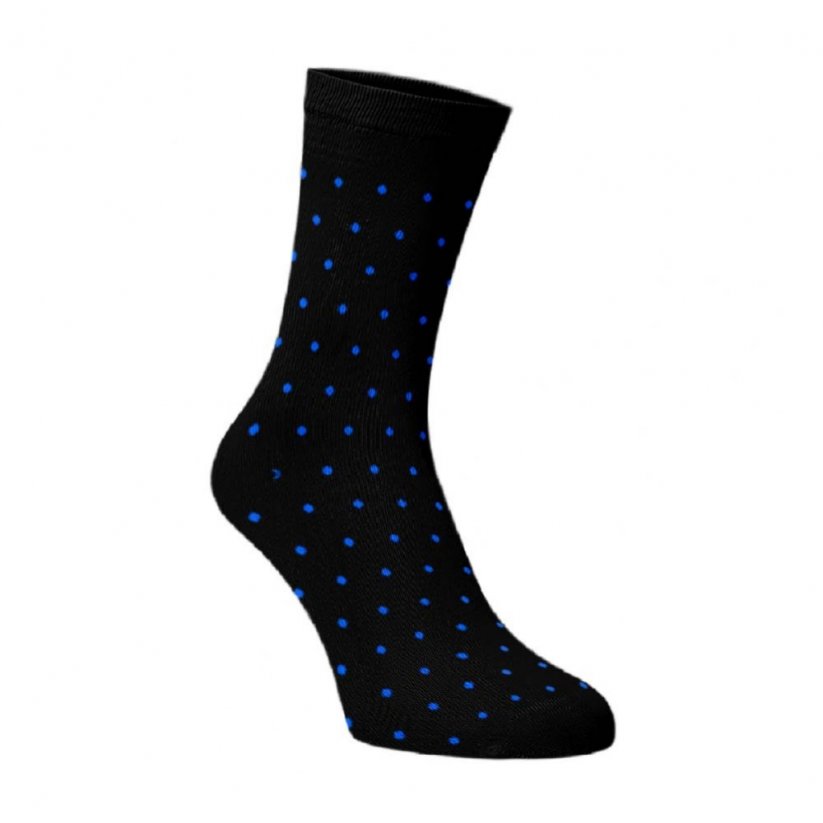 Vysoké puntíkované ponožky - modrý - Barva: Černá, Velikost: 45-46, Materiál: Bavlna
