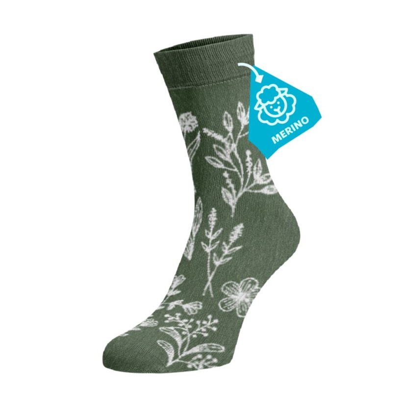 Merino ponožky – louka