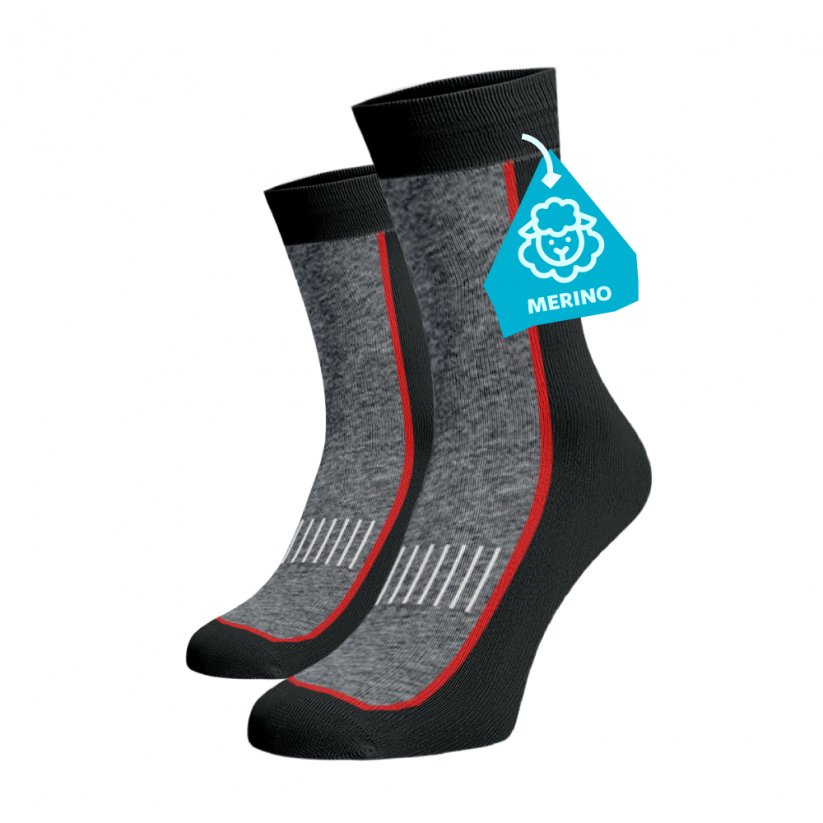 Akciós készlet 3 pár MERINO vastag magas zokniból - szürke - Méret: 39-41, Alapanyag: Hullám (Merino)