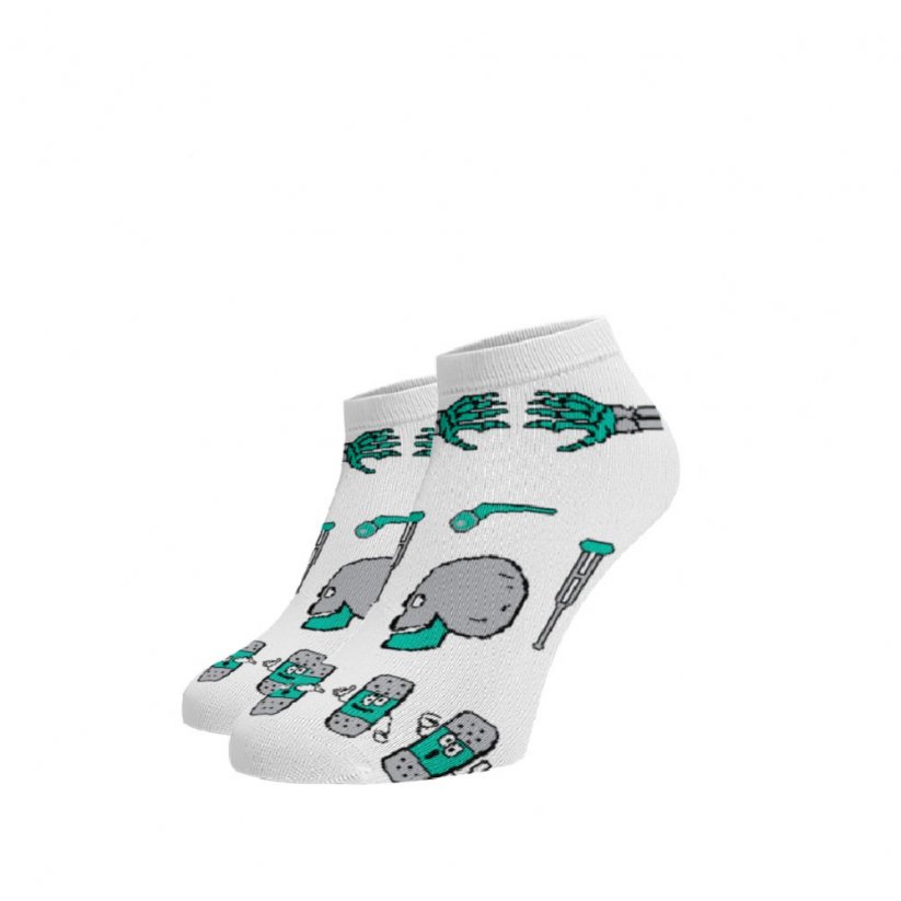 Kotníkové veselé ponožky Zdravotnické - Barva: Bílá, Velikost: 42-44