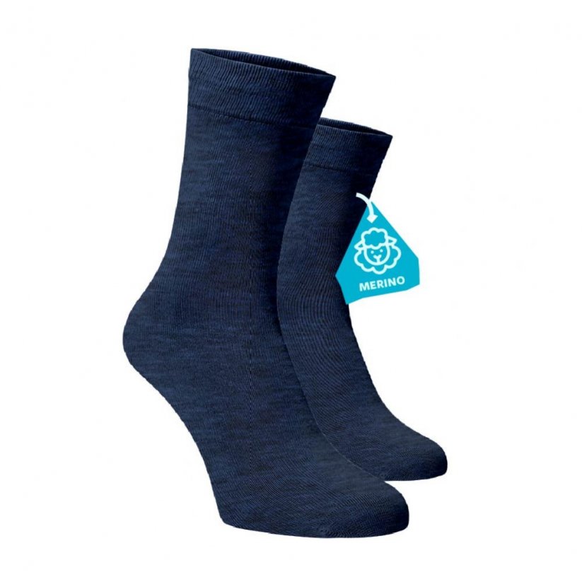 Modré ponožky MERINO - Barva: Modrá, Velikost: 45-46, Materiál: Vlna (Merino)