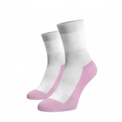 Stredné ponožky so zosilnenou froté nášľapnou časťou - bielo ružové