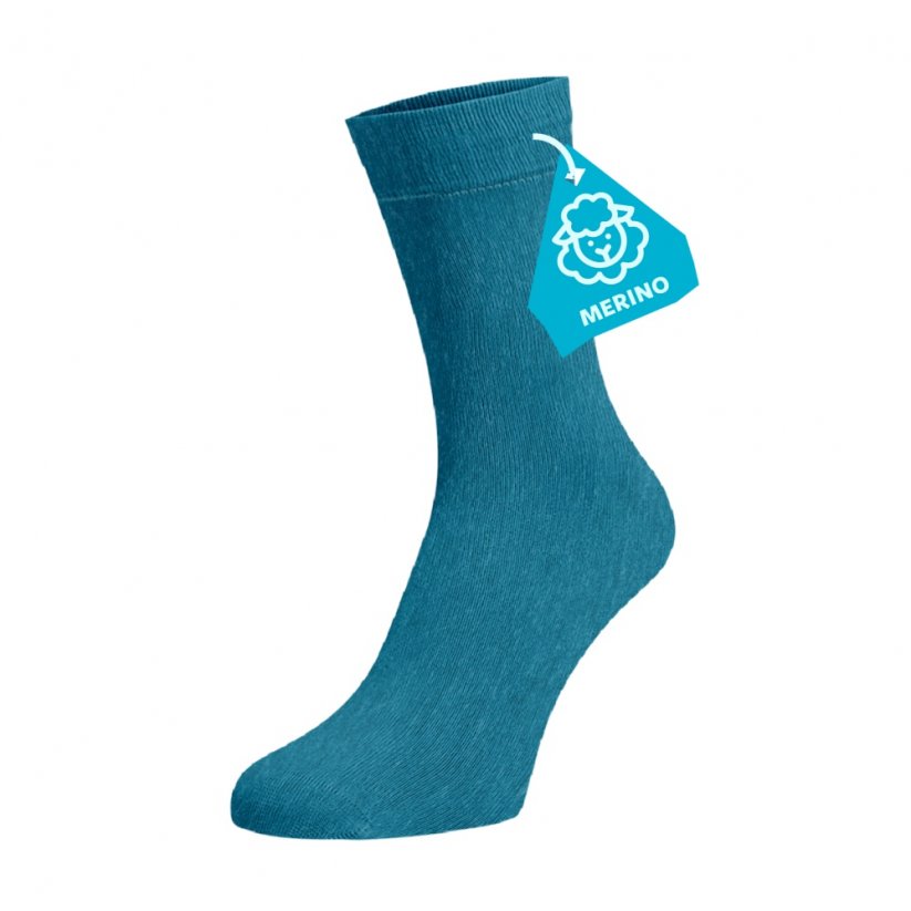 Svetlomodré ponožky MERINO - Veľkosť: 35-38, Materiál: Vlna (Merino)
