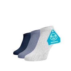 Zvýhodněný set 3 párů FINE MERINO kotníkových ponožek - světlý mix