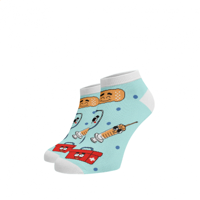 Veselé kotníkové ponožky - MEDICÍNA - Barva: Světle modrá, Velikost: 39-41, Materiál: Bavlna