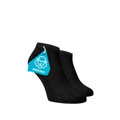 FINE MERINO Kotníkové ponožky - černé