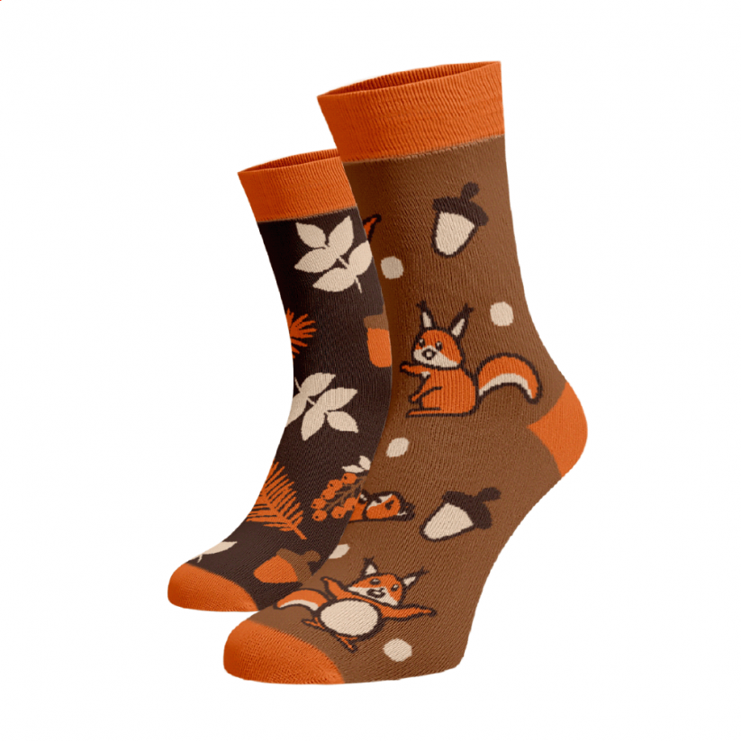 Zvýhodněný set 3 párů vysokých veselých ponožek - Zvířátka v lese