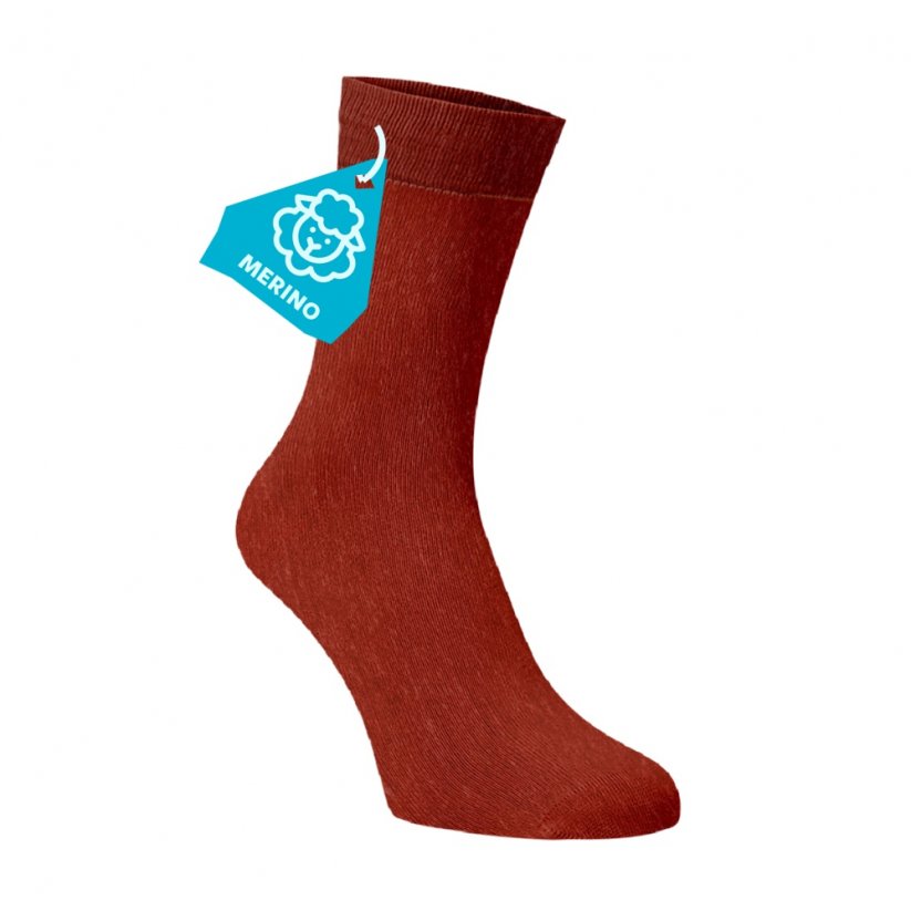 Cihlové ponožky MERINO - Velikost: 42-44, Materiál: Vlna (Merino)