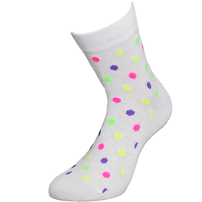 Veselé ponožky Šestiúhel - Barva: Bílá, Velikost: 35-38