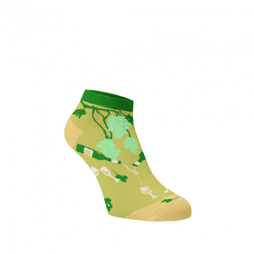 Veselé kotníkové ponožky Bílé víno - Barva: Světle zelená, Velikost: 42-44, Materiál: Bavlna