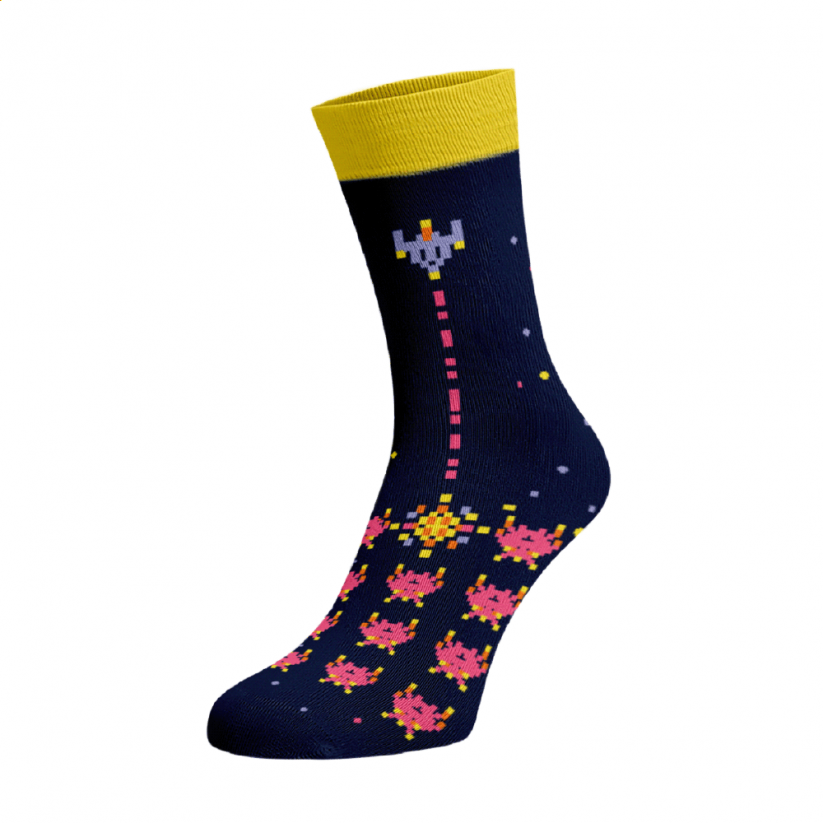 Veselé ponožky Gamer - Barva: Tmavě modrá, Velikost: 35-38, Materiál: Bavlna