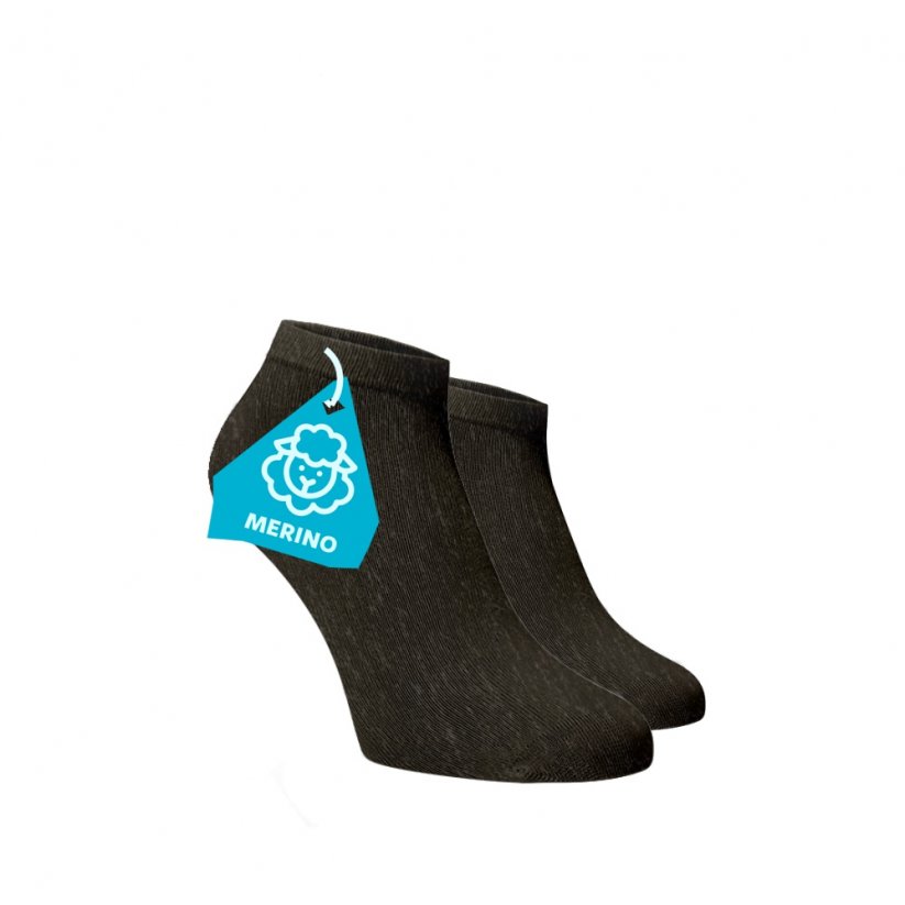 Kotníkové ponožky MERINO - hnědé - Velikost: 42-44, Materiál: Vlna (Merino)
