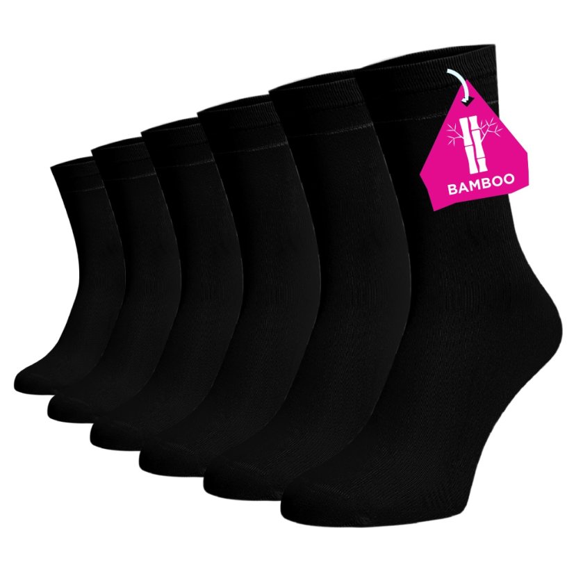 Zvýhodněný set 6 párů bambusových vysokých ponožek - černá