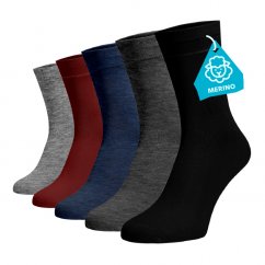Zvýhodněný set 5 párů MERINO vysokých ponožek - mix barev