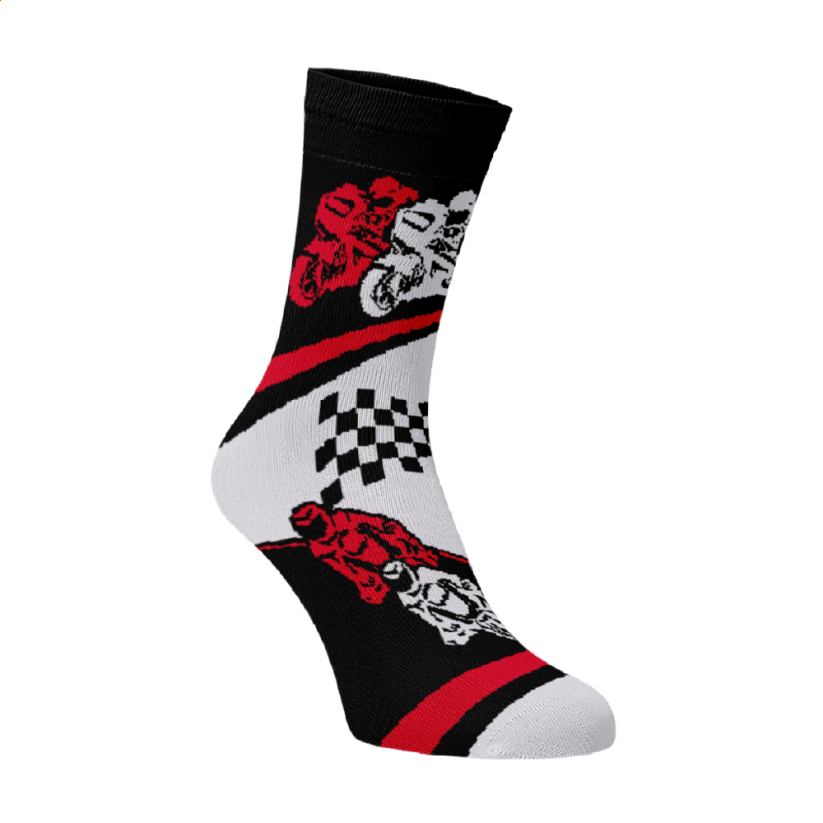 Veselé ponožky Motorky - Barva: Bílá, Velikost: 42-44, Materiál: Bavlna