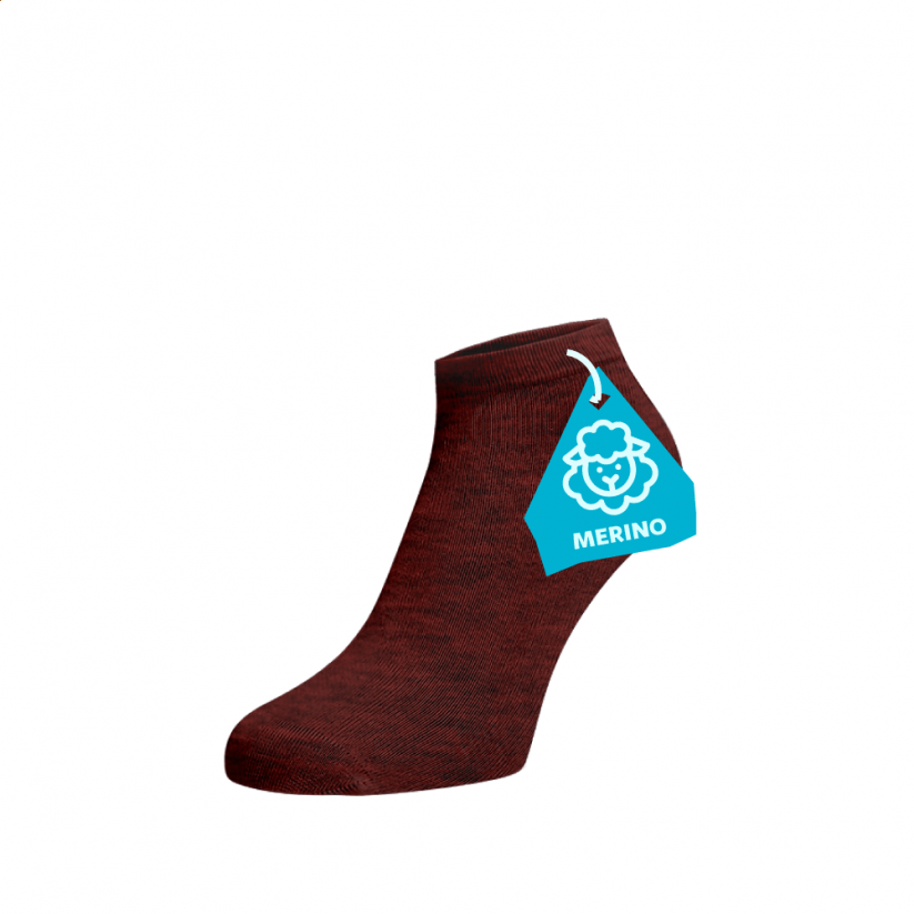 Členkové ponožky MERINO - vínové - Barva: Vínová, Veľkosť: 39-41, Materiál: Vlna (Merino)