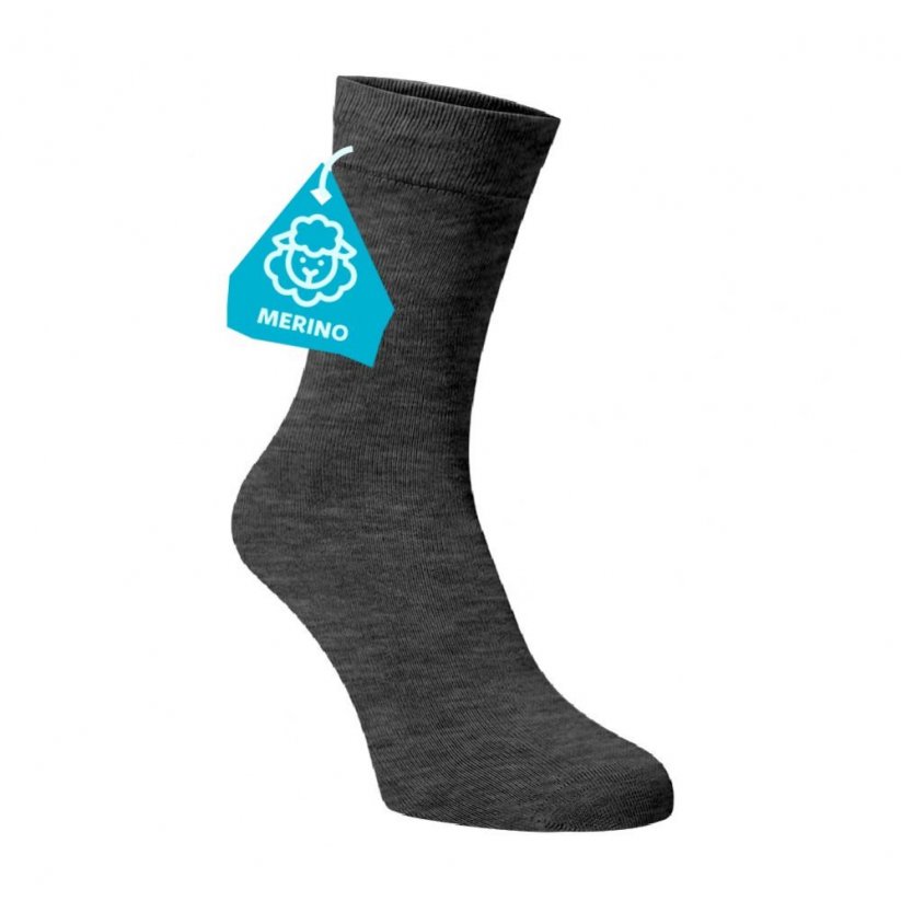 Šedé ponožky MERINO - Barva: Šedá, Velikost: 47-48, Materiál: Vlna (Merino)