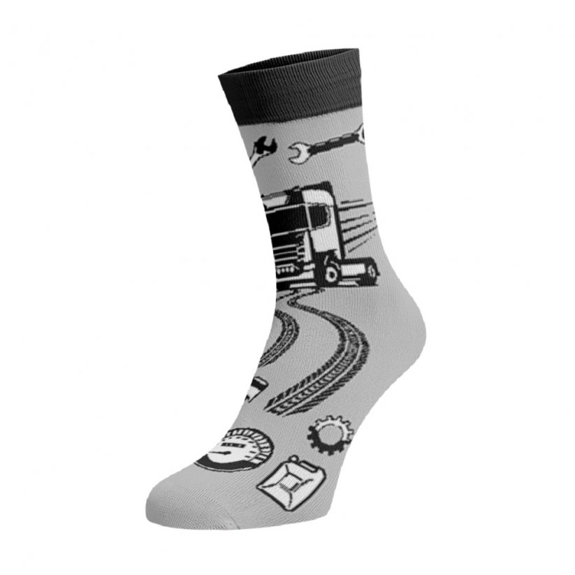 Veselé ponožky kamion - Barva: Šedá, Velikost: 42-44, Materiál: Bavlna