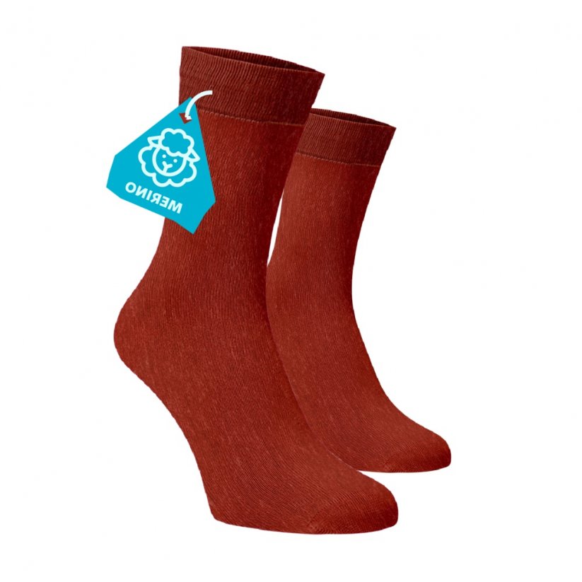 Cihlové ponožky MERINO - Velikost: 39-41, Materiál: Vlna (Merino)