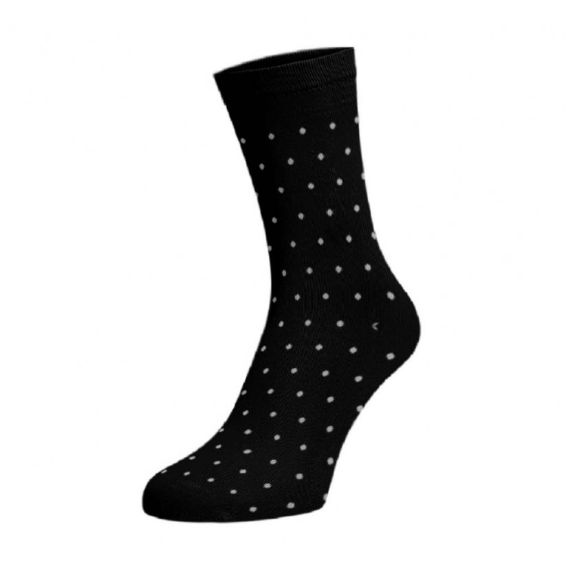 Hosszú szárú pöttyös zokni - fehér - Szín: Fekete, Méret: 45-46, Alapanyag: Pamut
