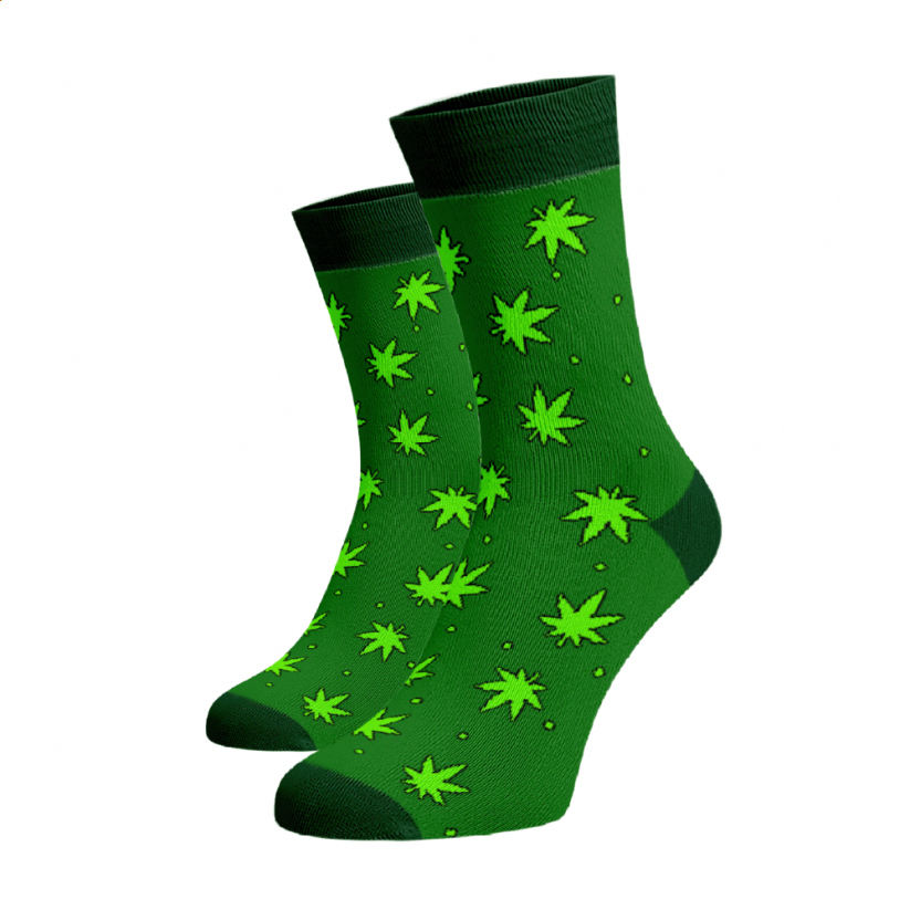 Veselé ponožky Konope - Barva: Zelená, Veľkosť: 42-44, Materiál: Bavlna