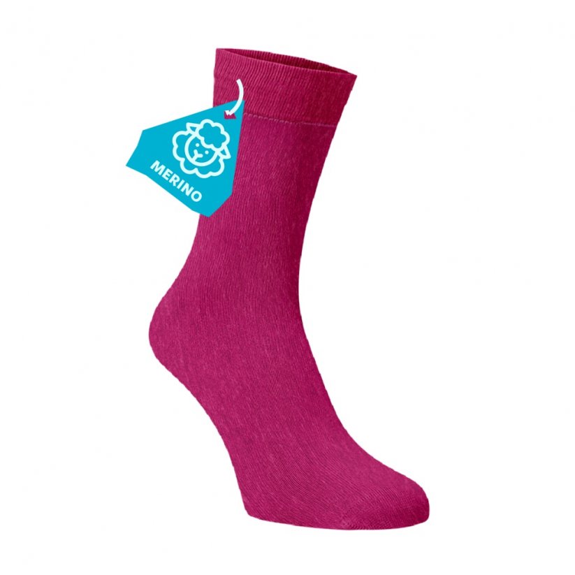 Ružové ponožky MERINO - Velikost: 42-44
