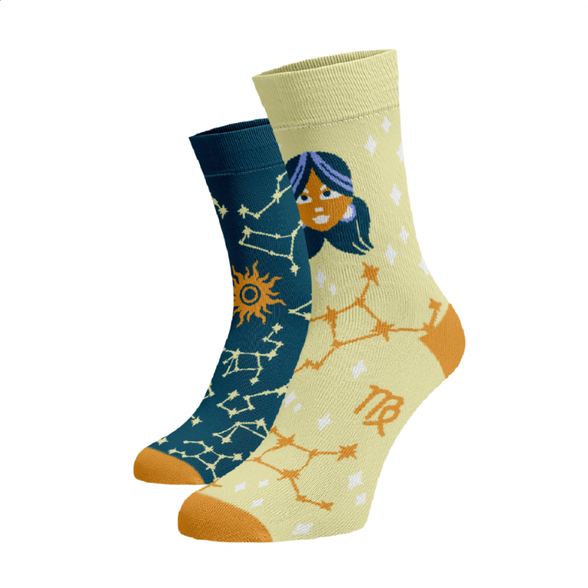 Veselé ponožky Znamení zvěrokruhu Panna - Barva: Tmavě modrá, Velikost: 42-44, Materiál: Bavlna