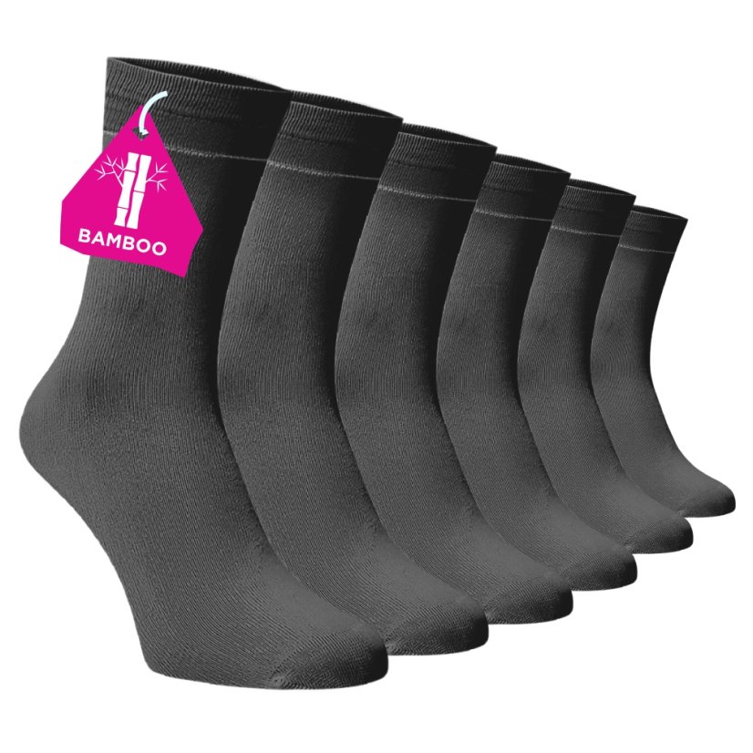 Zvýhodněný set 6 párů bambusových vysokých ponožek - tmavě šedá