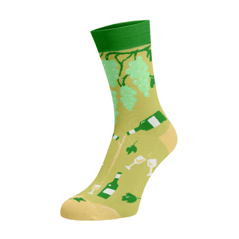 Veselé ponožky Bílé víno - Barva: Světle zelená, Velikost: 39-41, Materiál: Bavlna