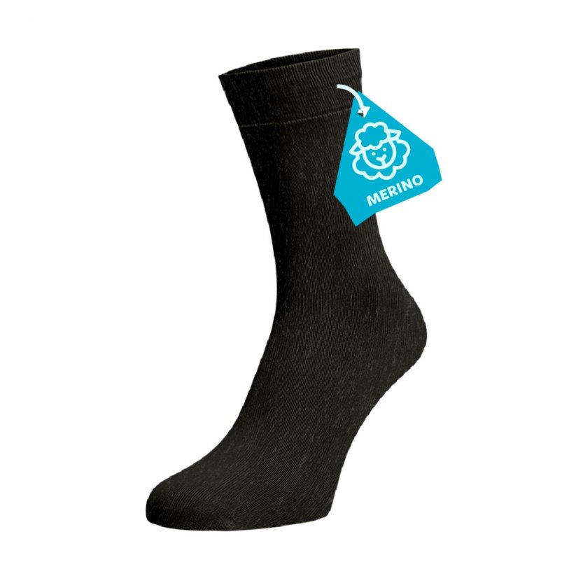 Tmavo hnedé ponožky MERINO - Veľkosť: 42-44, Materiál: Vlna (Merino)