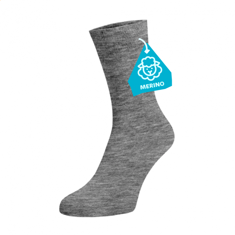 Světle šedé ponožky MERINO - Barva: Světle šedá, Velikost: 39-41, Materiál: Vlna (Merino)