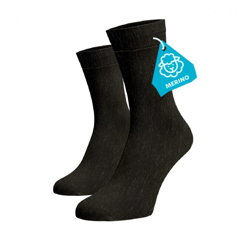 Tmavě hnědé ponožky MERINO - Velikost: 35-38, Materiál: Vlna (Merino)