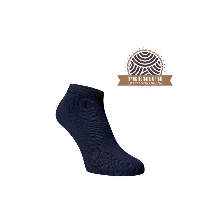 Kotníkové ponožky z mercerované bavlny - tmavě modré - Velikost: 39-41