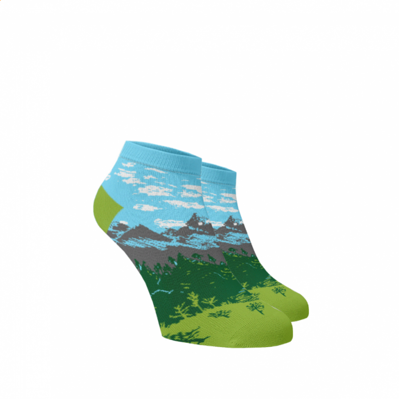 Veselé kotníkové ponožky Hory - Velikost: 45-46, Materiál: Bavlna