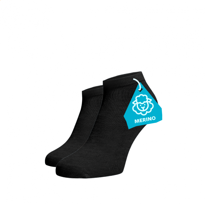 Kotníkové ponožky MERINO - černé - Barva: Černá, Velikost: 39-41, Materiál: Vlna (Merino)