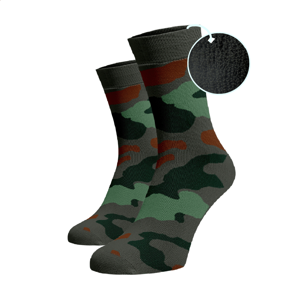 Teplé ponožky Army Zelená Bavlna 35-38
