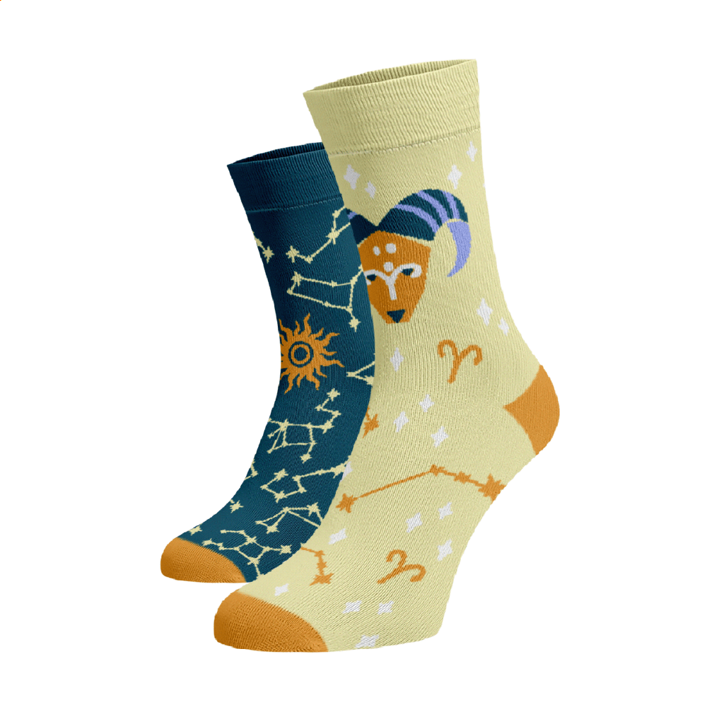 Veselé ponožky Znamení zvěrokruhu Beran Tmavě modrá Bavlna 39-41