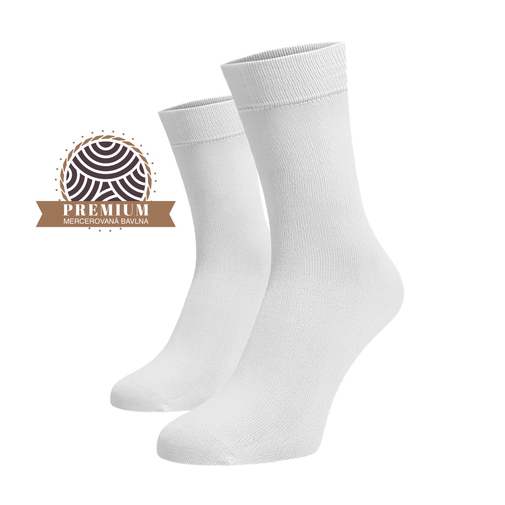 Ponožky z mercerované bavlny - bílé 45-46
