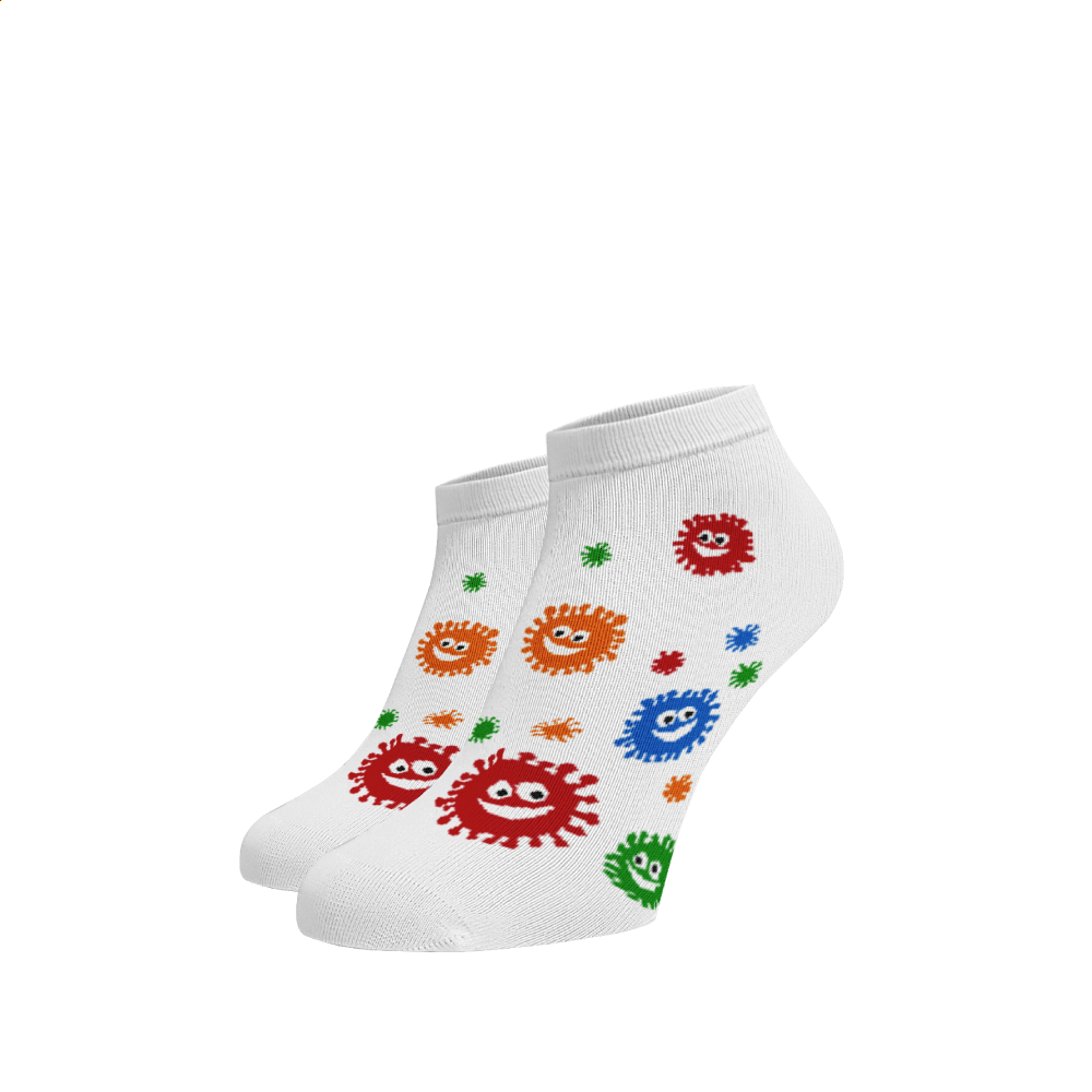 Veselé ponožky Vironožky-kotníkové Bílá Bavlna 39-41