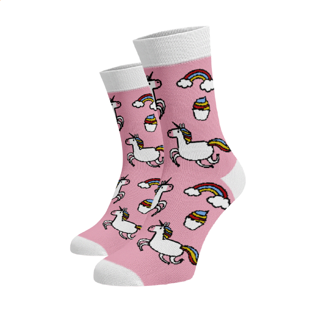 Veselé ponožky Jednorožci Světlé růžová Bavlna 35-38