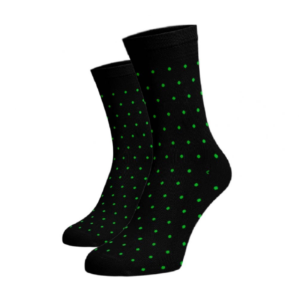 Vysoké puntíkované ponožky - zelený Černá Bavlna 35-38