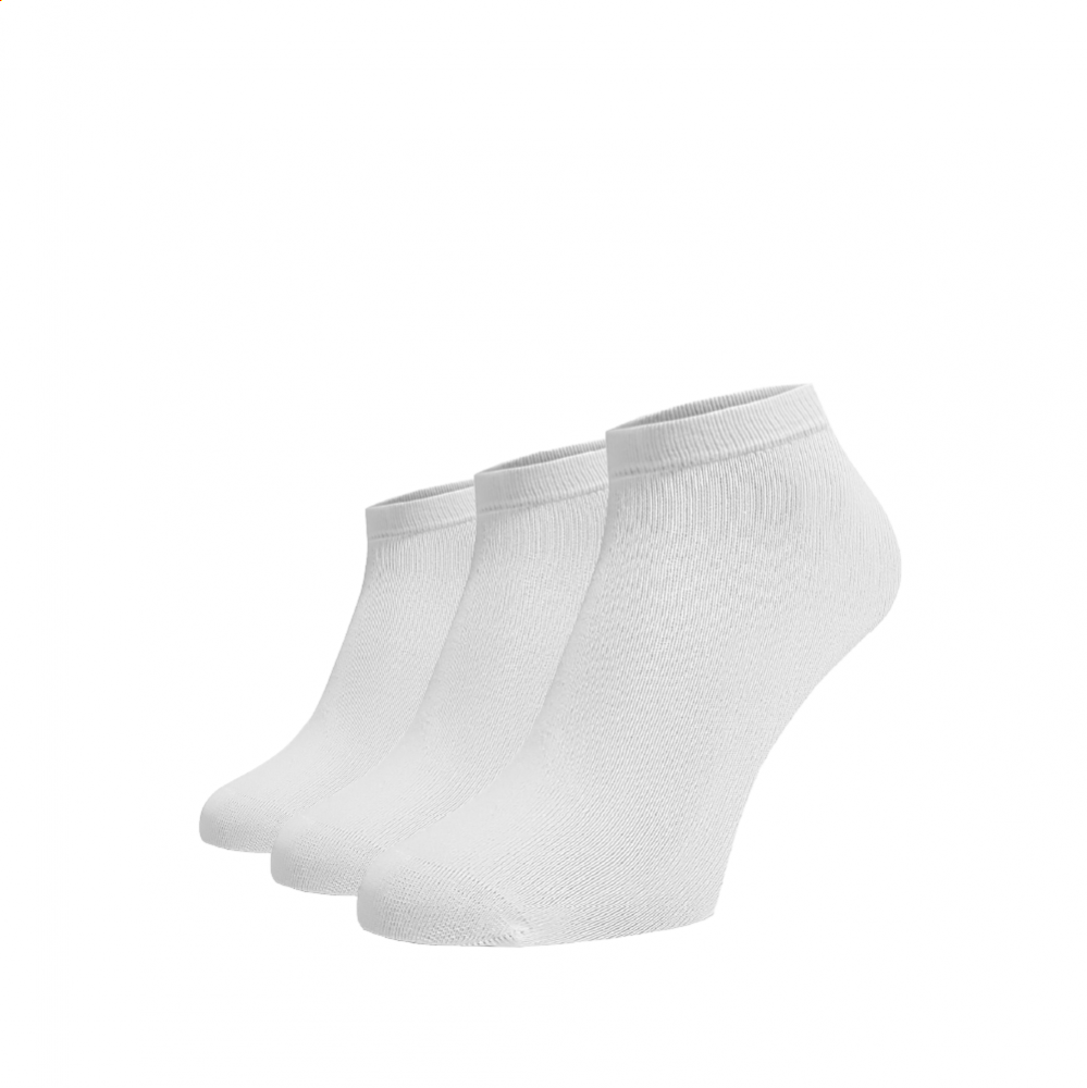 Zvýhodněný set 3 párů kotníkových ponožek - bílé Bílá Bavlna 42-44