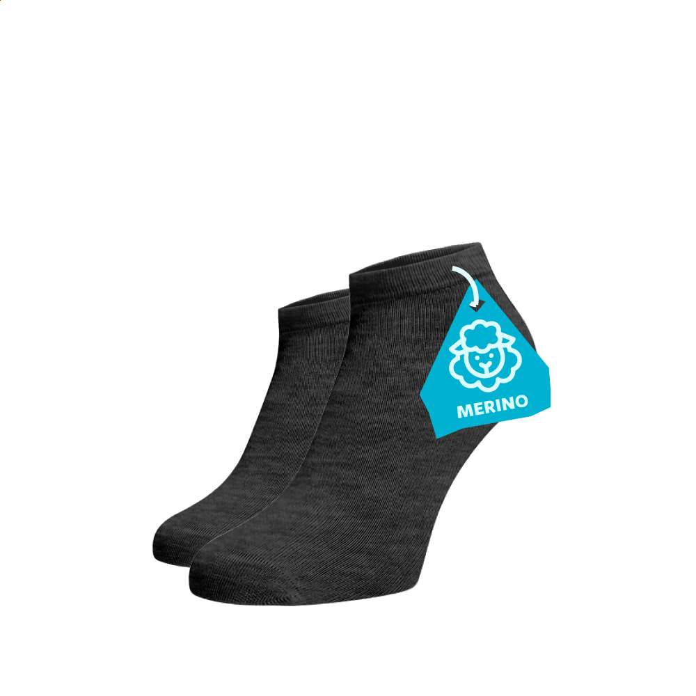 Kotníkové ponožky MERINO - šedé Tmavě šedá Vlna (Merino) 39-41